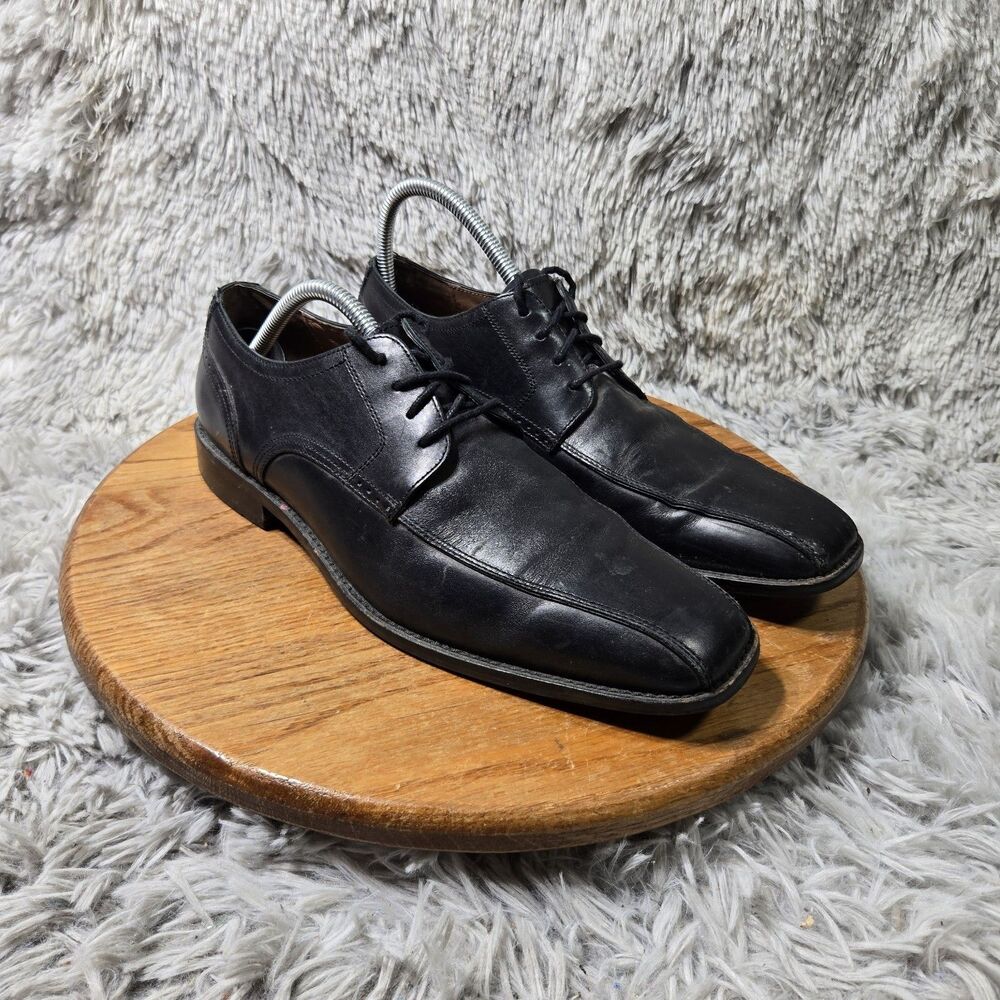 Johnston And Murphy Formal Mens Shoes Size 9M Black Leather Lace Up Work Oxfords